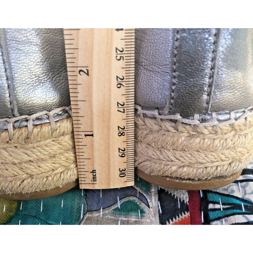 SAM EDELMAN CATHERINE Metallic Gray Woven Leather Espadrille Loafers 7.5 - Picture 6 of 14